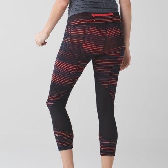 Lululemon Pace Rival Crop Leggings Luxtreme Twisted Dune Alarming Black 4 - Picture 1 of 12